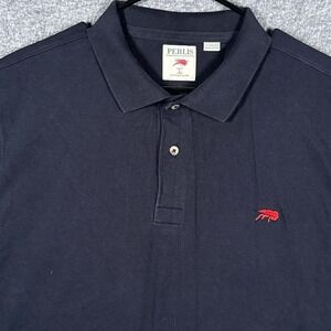 Perlis Polo Shirt Mens Large Black Crawfish Logo Short Sleeve Pique Cotton